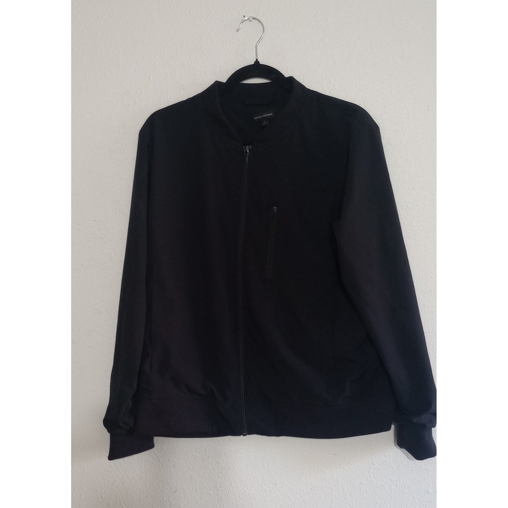 Banana Republic Mens Black Full Zip Bomber Jacket Lightweight Large 1687120